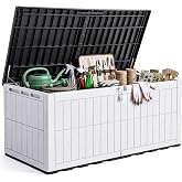 YITAHOME XXL 240 Gallon Extra Large Deck Box | Waterproof Resin Outdoor Storage Box w/Lock and 3-Person Bench Seating for Patio Furniture Cushions,Garden Tools &amp; Pool