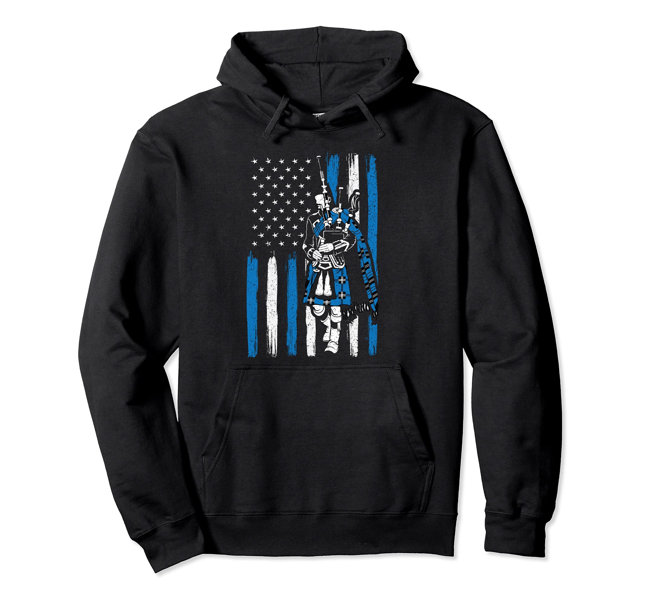 Piper on us flag bagpiper bagpipe bagpipes player Pullover Hoodie
