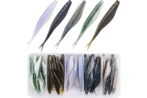 Bombrooster Fishing Baits Paddle Tail Swimbaits, 5pcs/15pcs/25pcs/30pcs/40pcs Soft Plastic Lures Jerkbait for Bass Fishing