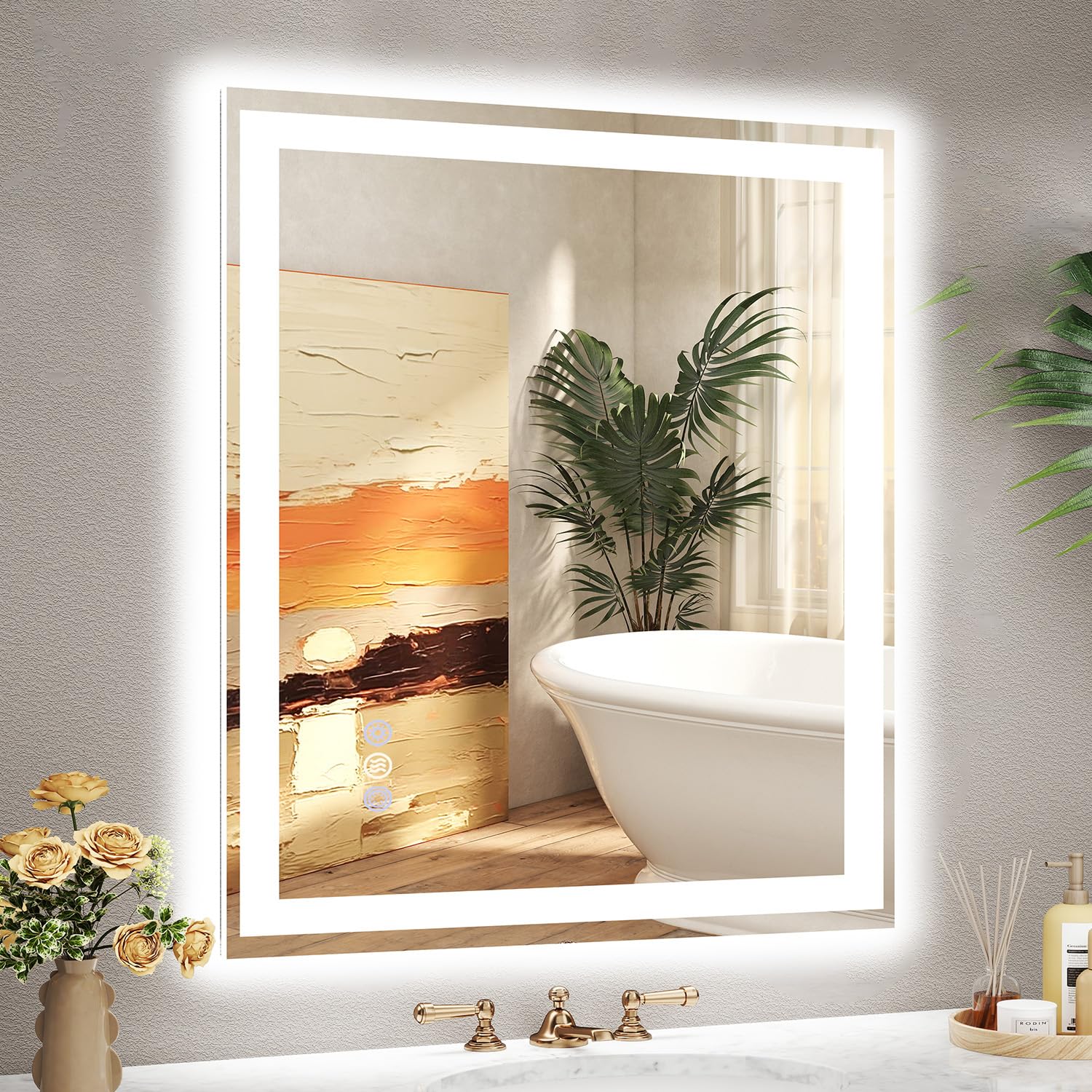 Photo 1 of **MISSING ASSEMBLY PIECES** Callsky 30x36 LED Bathroom Mirror with Lights, Super Bright Front & Backlit Vanity Mirror for Wall, Anti-Fog & Memory Smart Mirror, 5mm Shatter-Proof Tempered Glass, ETL Listed, Vertical/Horizontal
