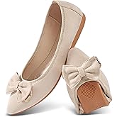 FUDYNMALC Women's Ballet Flats Comfortable: Foldable Pointed Toe Dress Shoes Slip On Loafers with Bow for Office Wedding Work