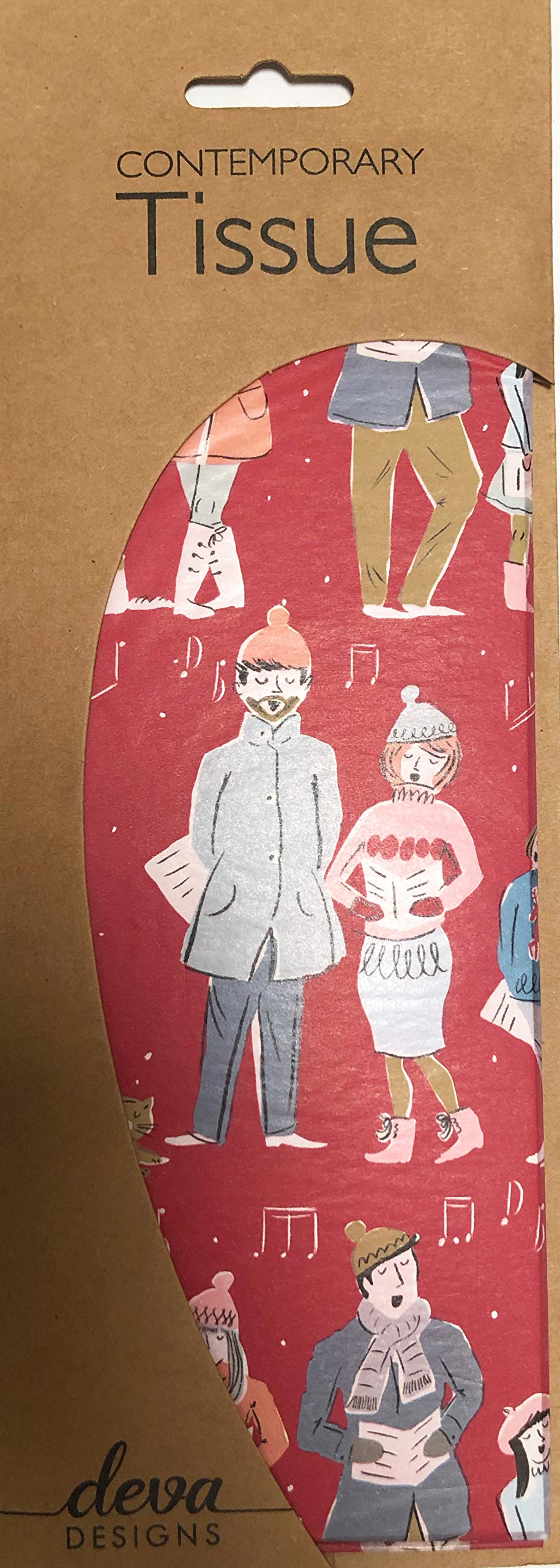 Carol Singers Christmas Tissue Printed Patterned Tissue Wrapping Paper Deva Designs 4 Sheets 50 x 70 cm