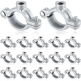 Otoolling 20 Pack 3/4" Split Ring Pipe Hanger Galvanized Bracket, Silver | Threaded Rod Compatible, Wall Ceiling Mount Hangers, Industrial Tubing Support Brackets, Galvanized Iron Construction