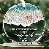 Affordali Engagement Gifts for Couples - Our Adventure Awaits Engaged 2025 Glass Ornament – Just Engaged Present Ideas for Newly Women, Bride to Be, Fiance, Friend, Daughter