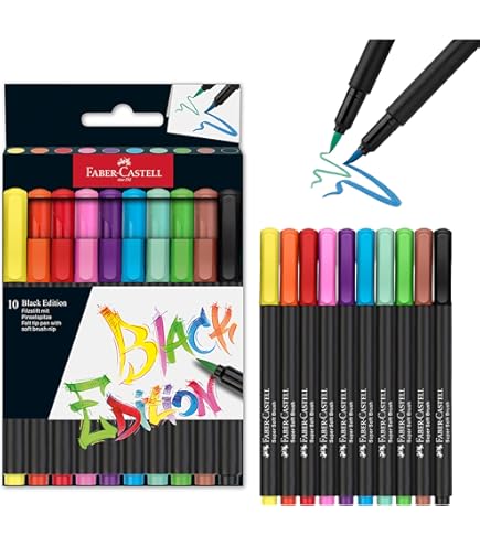 Faber-Castell Connector - 60 Pennarelli + 12 Clip, Colori Vivaci, Lavabili, Valigetta