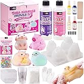 LET'S RESIN Flex Rubber for Taba Squishy Kit, All-in-one Beginner Kit | Gifts for Squishy Maker, with 16oz Silicone, Hamster/Capybara/Rabbit/Chick Silicone Molds, Color Paste, Flocking Powder