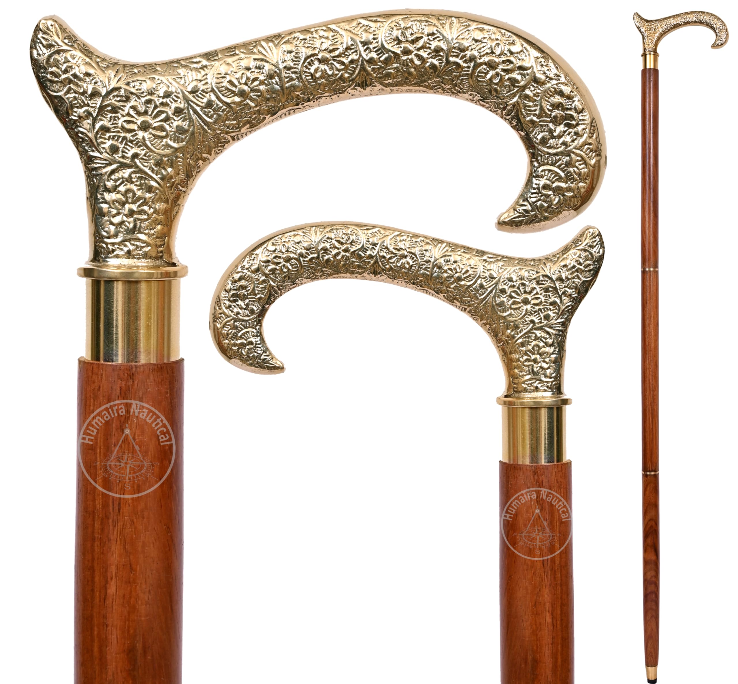 Samara Nautical Weekend Sale - Premium Quality - Derby Canes and Walking Sticks with Brass Handle - Affordable Gift Wooden Decorative Walking Cane Fashion Statement for Men/Women/Seniors/Grandparents