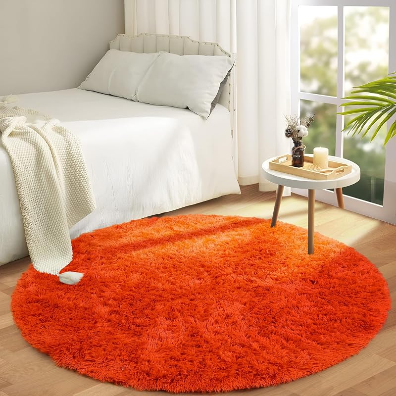 Aspire Homeware Round Rug 120x120cm Anti Slip Soft Shaggy Thick Pile