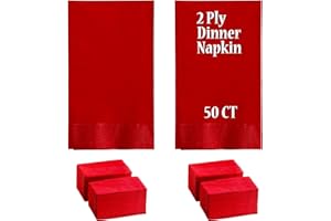 Perfectware- 2 Ply Dinner Napkin Red- 50 CT Red 2 Ply"15 x 17" Paper Dinner Napkins - Pack of 50 CT. Ideal for Party., (PWRedDinnerNapkin-50CT)