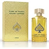 Jo Milano Game of Spades Yellow Sapphire Parfum Spray | 3.4 oz (100ml) | Amber, Sweet, Musky, Rose, Oud, Floral Scent | Long Lasting Fragrance for Men and Women (Unisex)