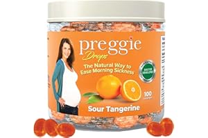 THREE LOLLIES Preggie Pop Drops Pregnancy Nausea Relief Morning Sickness Candy with Essential Oils for Pregnant Women – Sour Tangerine, 100 Count