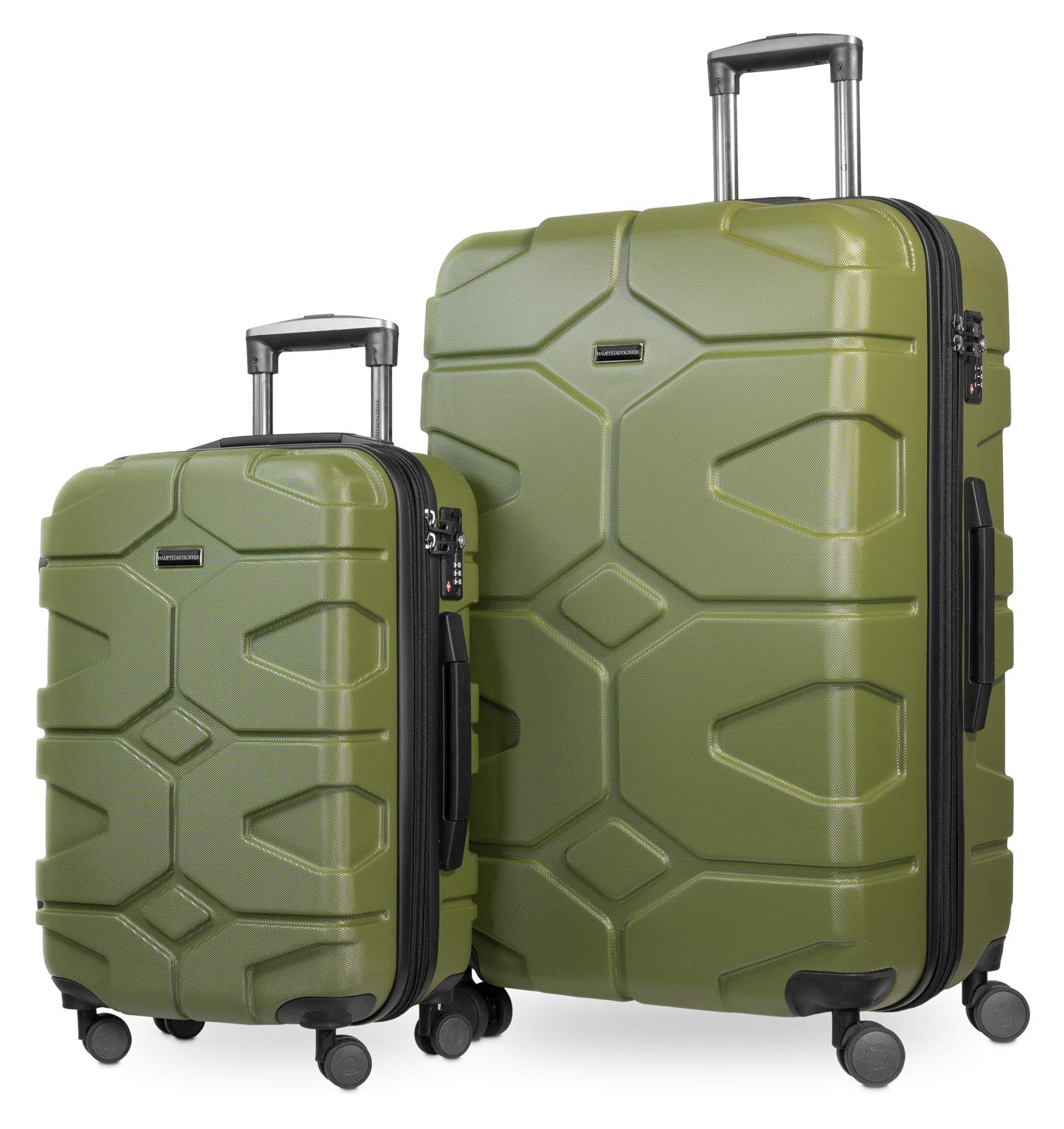 Hauptstadtkoffer - X-Kölln - Set of 2 Hard-side Luggages Trolley Expandable Suitcase 4 Wheel Spinner, TSA Lock, (S/L), Olive Green