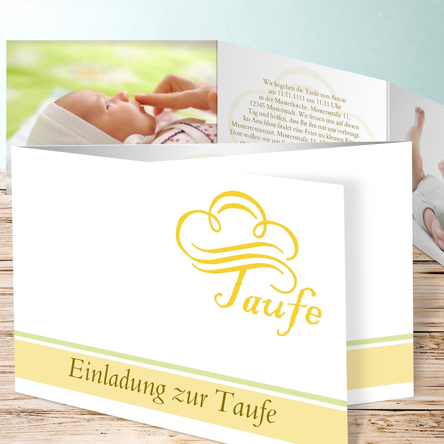 Taufkarten Selber Machen Simple 130 Karten C6 Doppelklappkarte 148x105 Inkl Weisse Umschlage Gelb Amazon De Kuche Haushalt