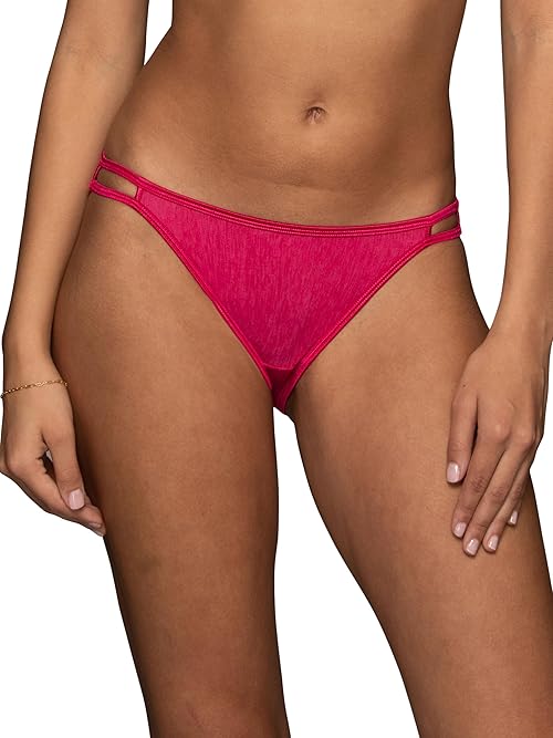 Vanity Fair womens Illumination String Panties (Regular & Plus Size) Bikini Style Underwear, Polished Pink, 5 US