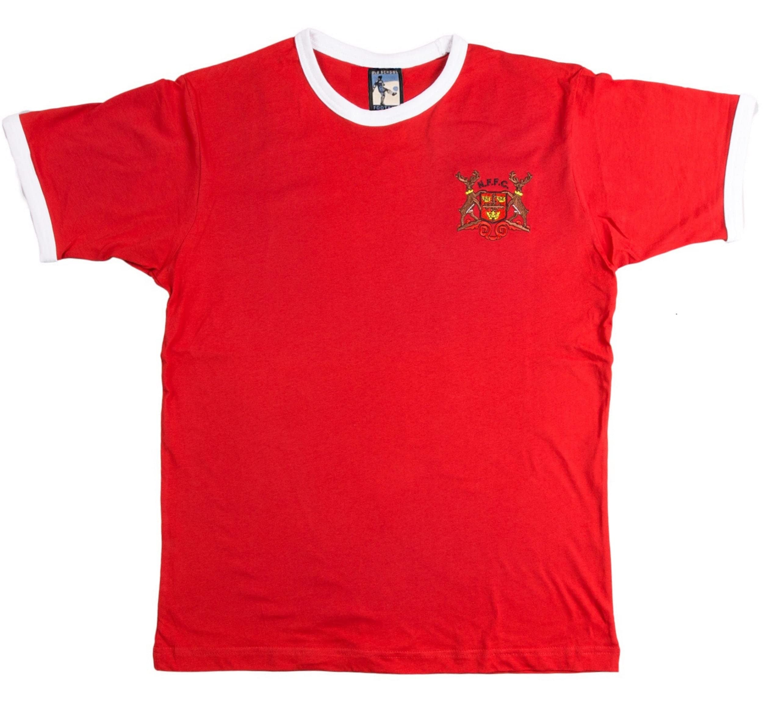 Nottingham for. 1960-1970s Retro Football T Shirt Embroidered Logo (S)