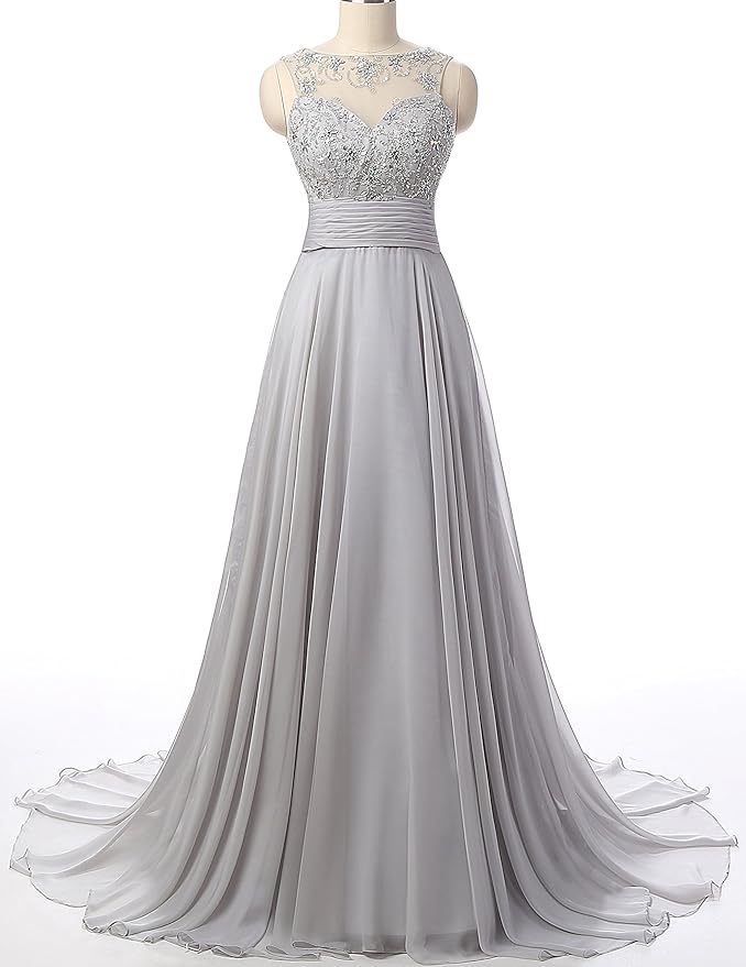 white and silver formal dress