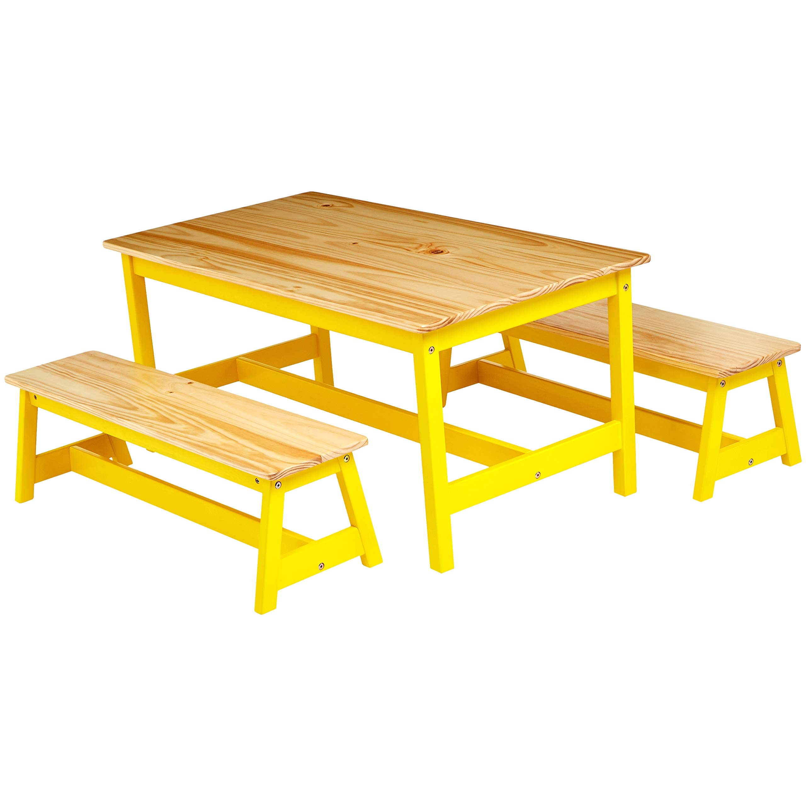 AmazonBasics Indoor Kids Table and Bench Set, Natural