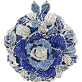 Boutique De FGG Round Rose Flower Crystal Clutch Purses for Women Formal Evening Bags Wedding Clutch Bag Party Handbags,Mini