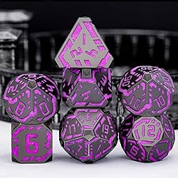 OGCOPHEN Metal DND Sci-fi Dice Set 7PCS Luminous