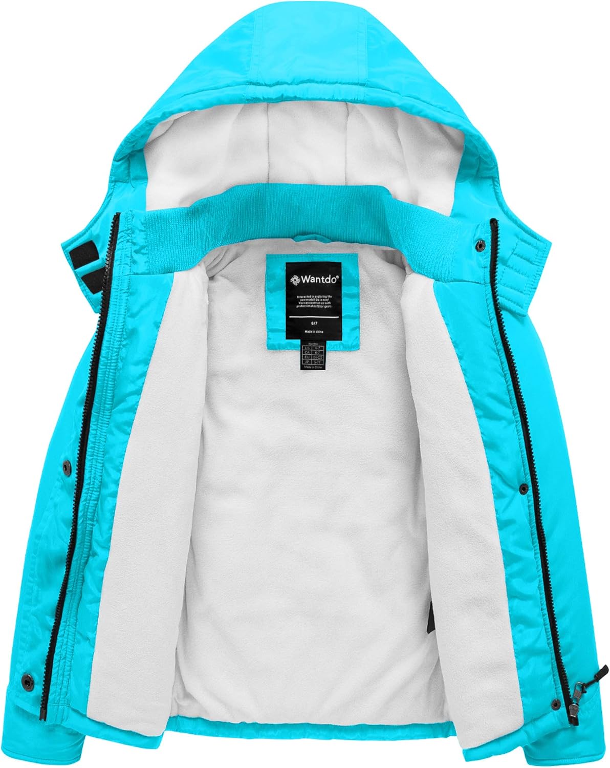 Wantdo Girl's Thicken Puffer Jacket Water-resistant Ski Jacket Windproof Hooded Warm Winter Coat: Clothing