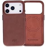 BLACKBROOK Leather Case for iPhone 17 Pro Max – Arden Handcrafted Slim Snap-On Cover, Full Grain Leather, MagSafe Compatible, Camera & Screen Protection, Elegant Gift Box Brown