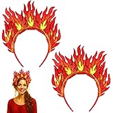 Thiccywoov 2 Pcs Fire Flame Headband Rave Hair Accessories Mardi Gras Glitter Felt Fire Costumes for Cosplay Party Costumes