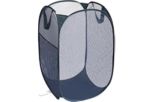 Bemkoo Navy Blue Durable Foldable Laundry Hamper, 22.8 x 14.2 x 14.2 inches