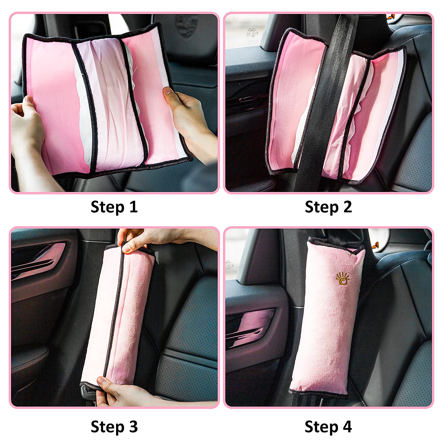 R HORSE 4Pack Seatbelt Pillow Seat Belt Covers for Kids, Adjust Shoulder Pads Cushion Plush Soft Seat Belt Strap Cover Headrest for Children Baby