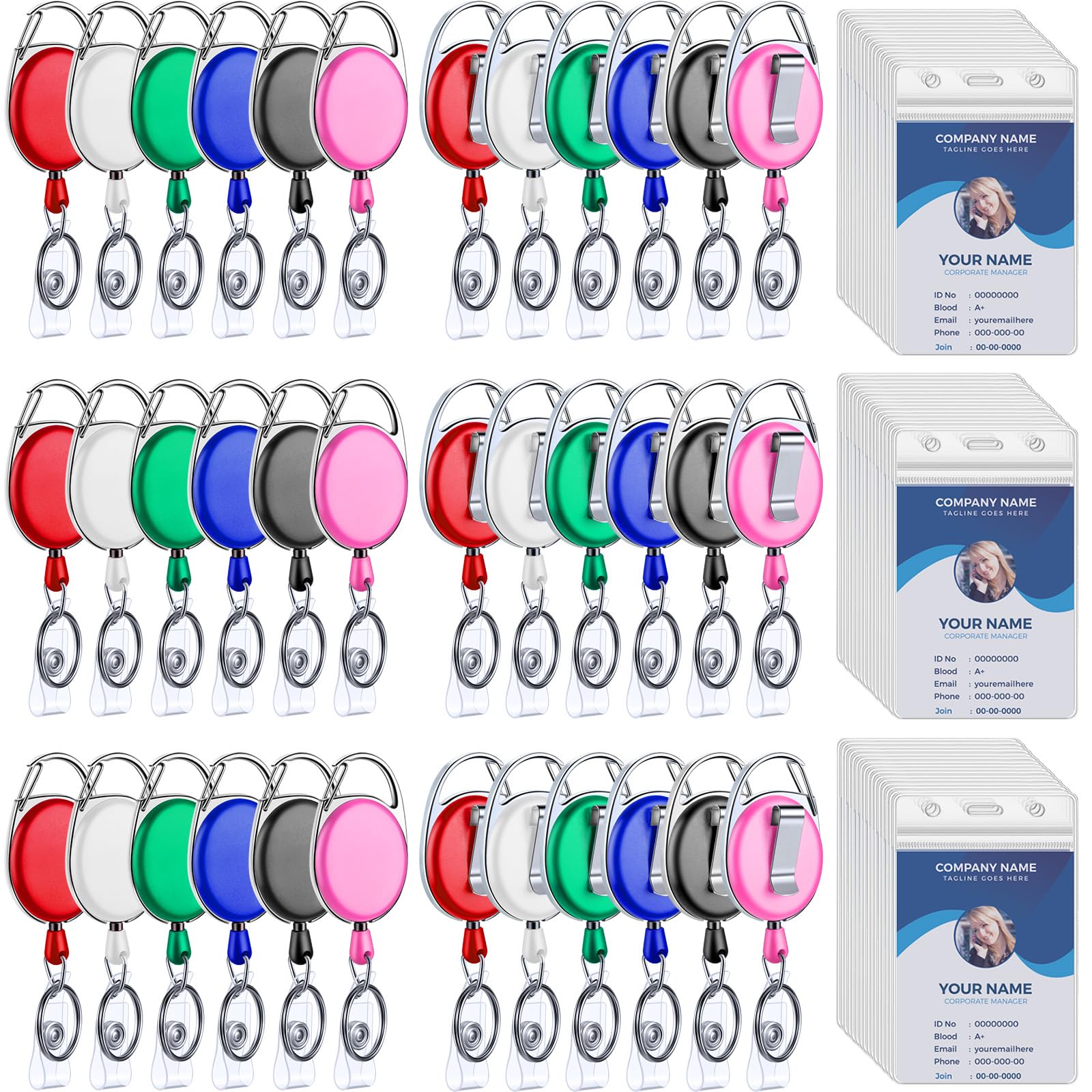 Photo 1 of Laumoi Heavy Duty Retractable Badge Holder Reel with Belt Clip Keyring and Waterproof Vertical ID Card Holders for ID Name Card Keychain Badge(6 Colors)