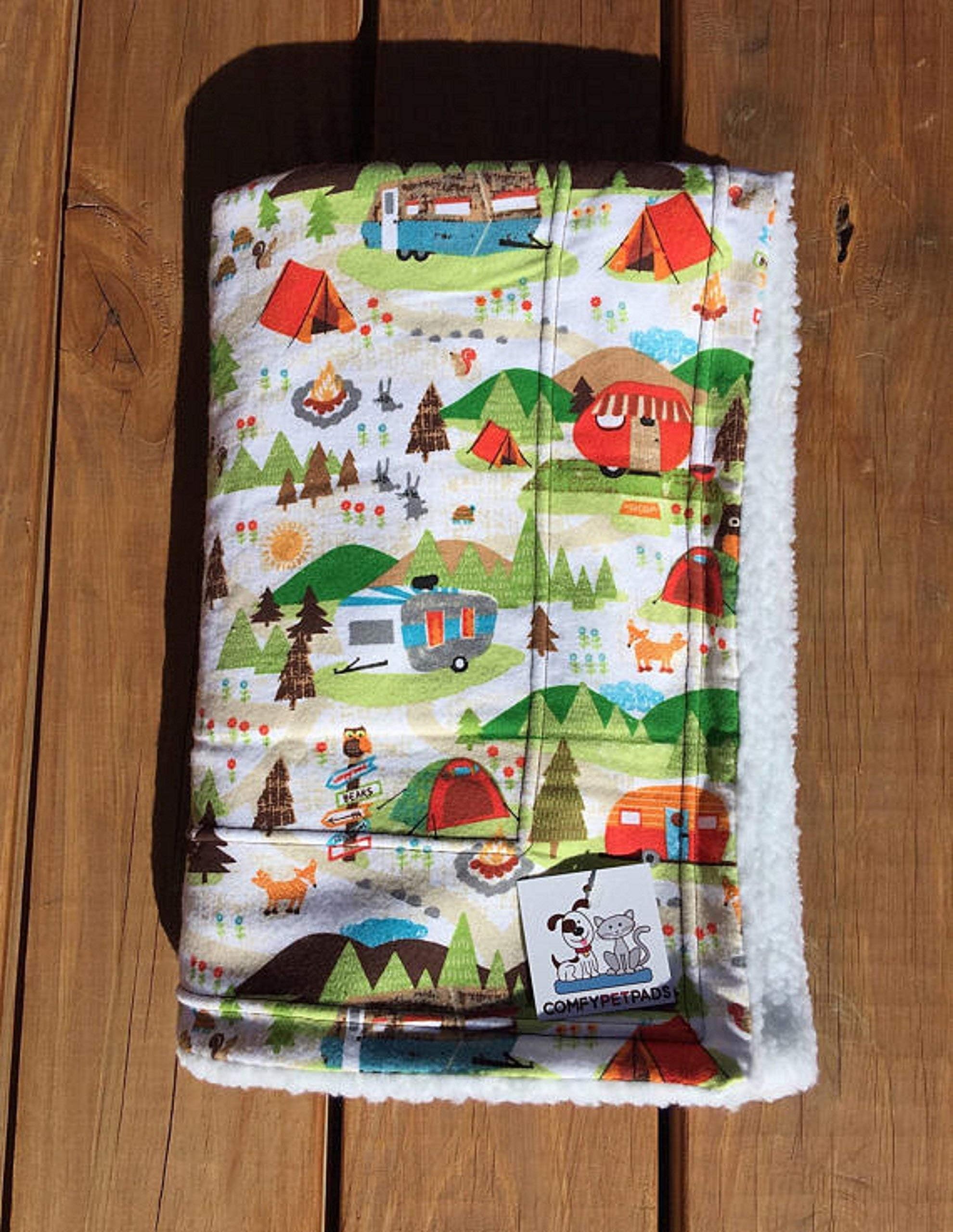 Camping Blanket Travel Trailer Decor Great Outdoor Gifts Size 39x29 Campfire Accessories Handmade Washable Easy Care