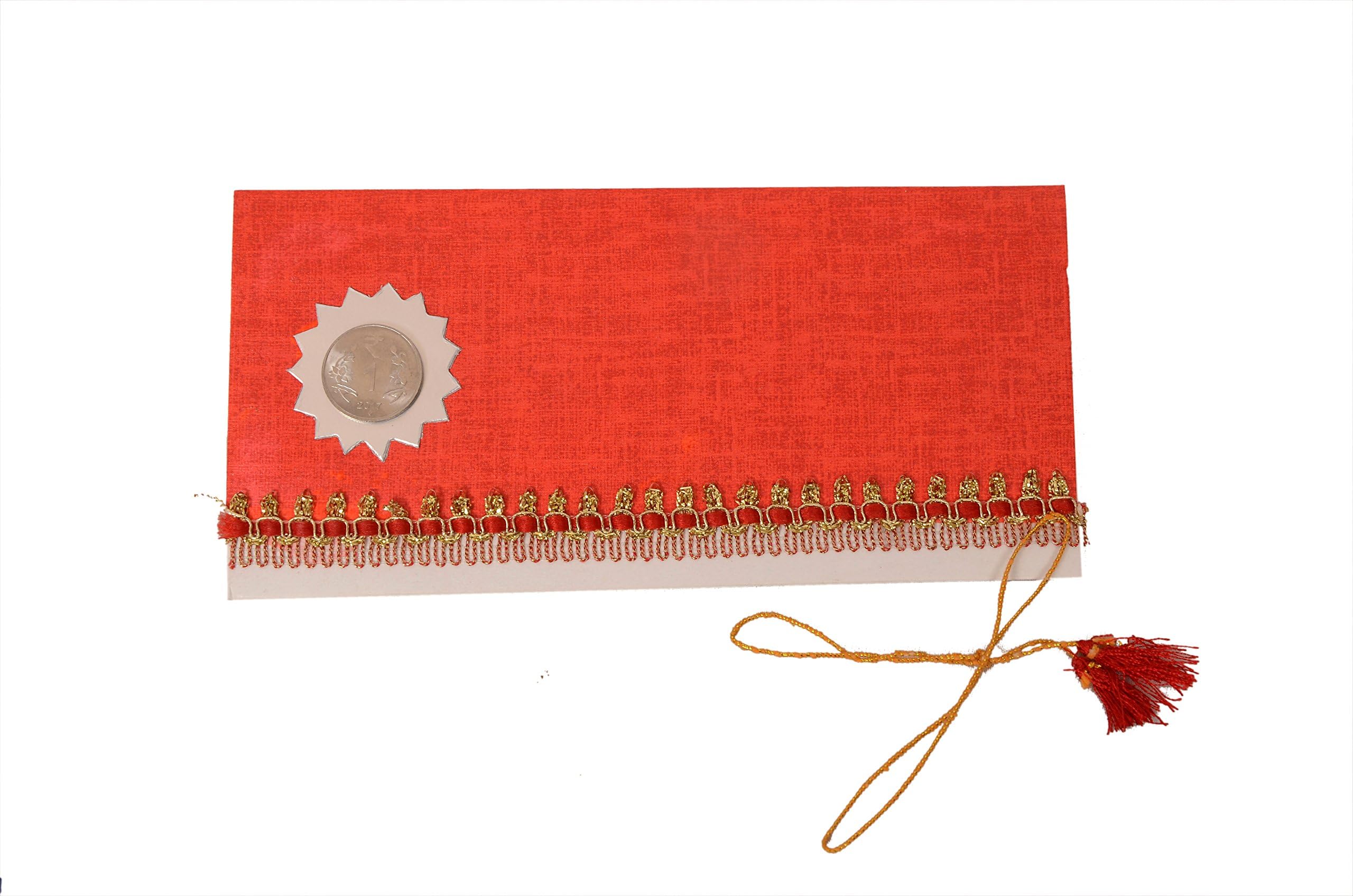 Set of 25 Premium Handmade Shagun Gift Envelope Hand Crafted Money Holder Card Packet (Red)