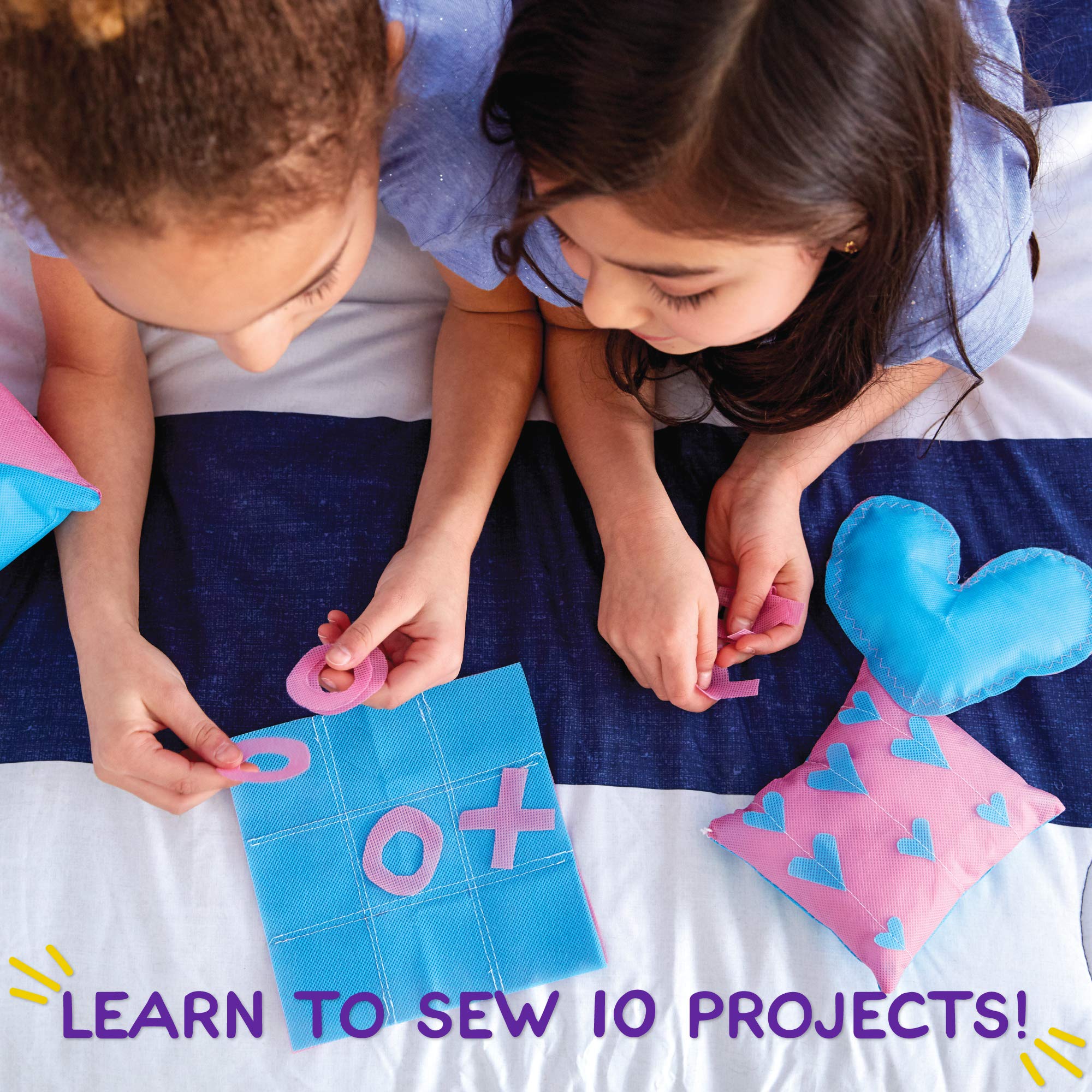 Made By Me My Very Own Sewing Machine for Beginner, Portable Battery Powered First Sewing Machine for Kids Ages 8+, Includes Fabric, Thread, Measuring Tape, & Stuffing,