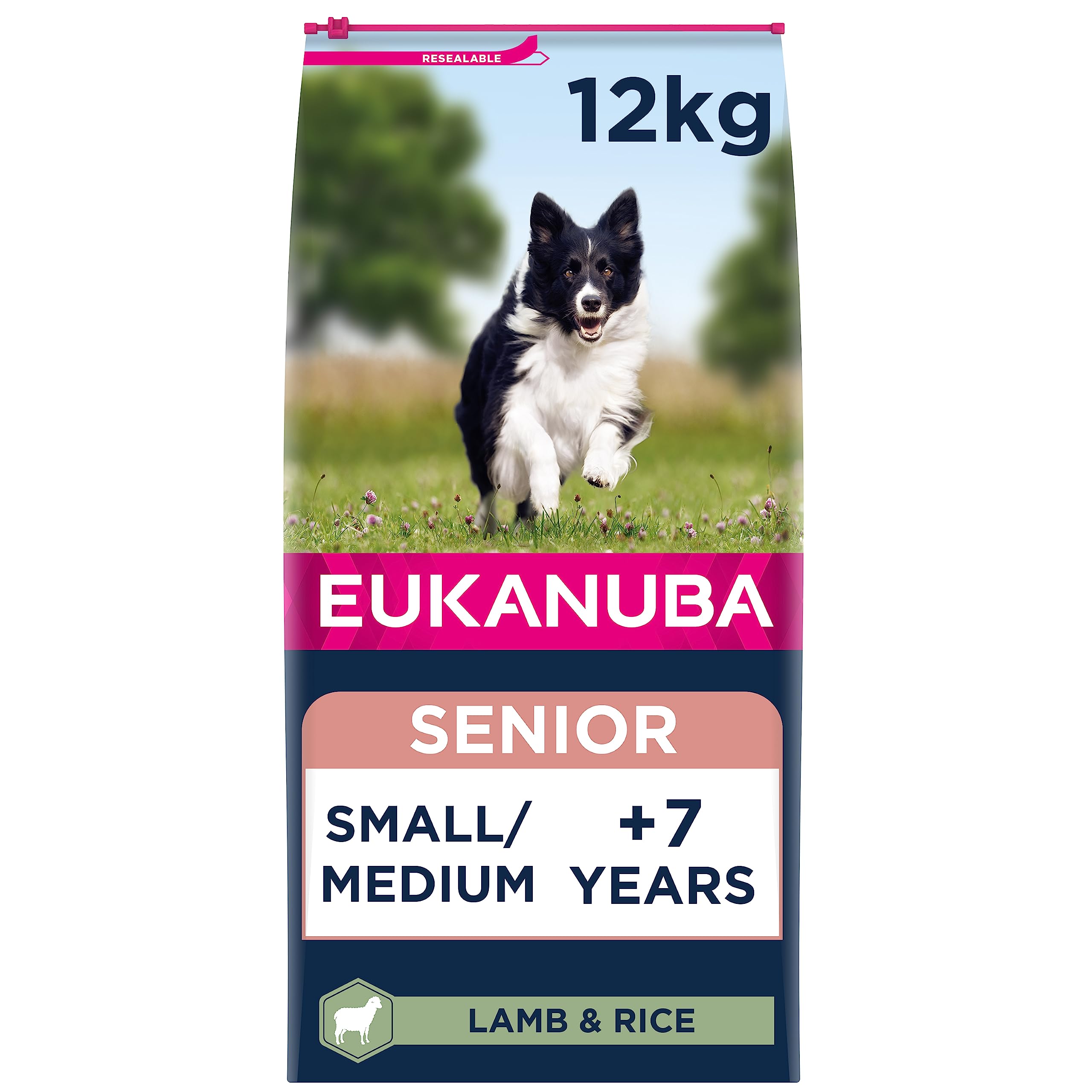Eukanuba Complete Dry Dog Food for Senior Small and Medium Breeds with Lamb and Rice 12 kg