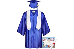 SOMSOC 5 Pieces 2024 Preschool Kindergarten Graduation Gown Cap Sash Set with 2024 Tassel, Certificate for Toddler Children