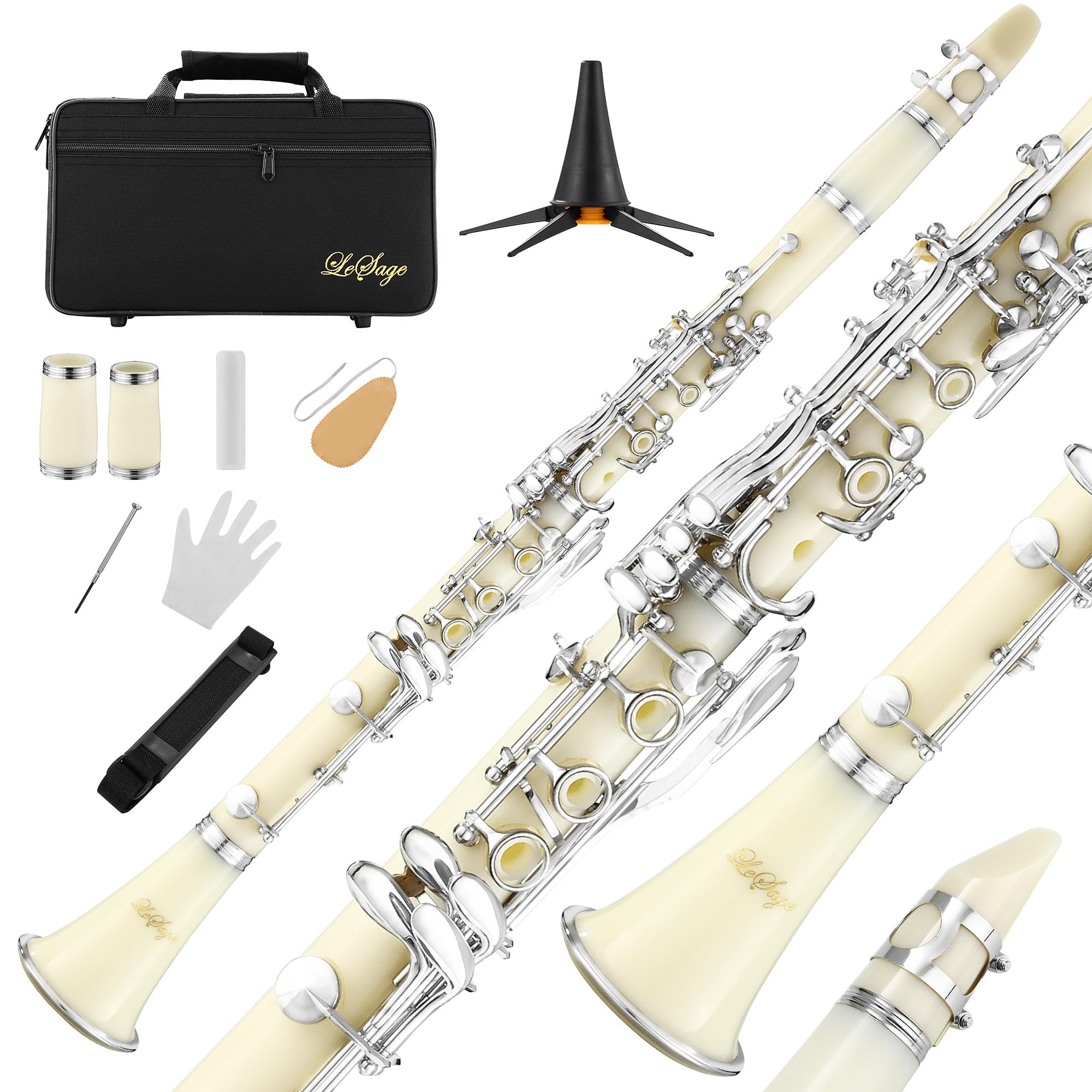 Photo 1 of LeSage B flat Clarinet Instrument Student Beginner for school Band with 2 Barrels Case Stand