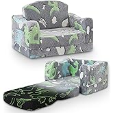 aodisman Thick Comfy Toddler Chair and Couch for Kids,2-in-1 Soft Plush Fold Out Sofa for Children,Convertible Couch to Lounger for Toddler