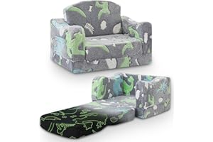 aodisman Thick Comfy Toddler Chair and Couch for Kids,2-in-1 Soft Plush Fold Out Sofa for Children,Convertible Couch to Lounger for Toddler