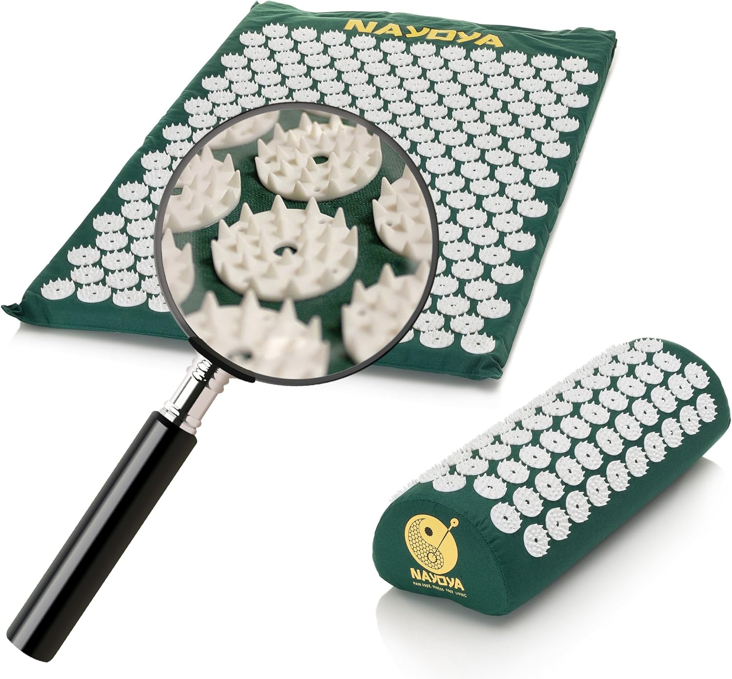 At Home Back and Neck Pain Relief - Acupressure Mat and Neck Pillow Set - Relieves Stress and Sciatic Pain for Optimal Health and Wellness - Comes in a Carry Box with Handle for Storage and Travel: Health & Personal Care