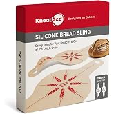 KneadAce Silicone Bread Sling Set Of 2 x Round with Long Handles, Nonstick＆Reusable Easy-Lift Baking Mat Easy Clean Dutch Oven Liners, Sourdough Baking Supplies, Ideal As Gift For Bakers