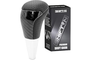 SHIFTIN Black Leather Carbon Fiber Gear Shift Knob fit for Toyota Land Cruiser Tundra 4Runner Hilux Fortuner and Lexus LX