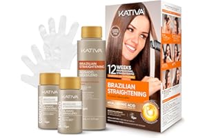 Kativa Brazilian Straightening Kit, 12 Weeks of Home Use Professional Straightening, with Organic Argan Oil, Shea Butter, Ker