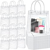 Reginary 85 Pcs Clear PVC Gift Bags with Handles Plastic Transparent Wrap Bags Bulk Reusable Bride Favor Totes for Shopping Wedding Baby Shower Birthday Party(9.84 x 9.84 x 3.54 Inch)