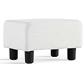 Get Set Style Linen Footstool Ottoman, Foot Rest Rectangular Footrest Stool with Legs, Upholstered Sofa Foot Stool Extra Seat
