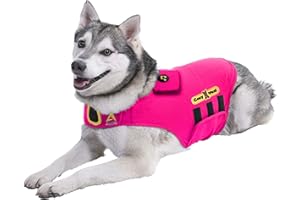 CozyVest 3-in-1 Anxiety Vest Music & Aromatherapy Dog Coat Relaxing Sound & Essential Oil Scent Canine Stress Relief Fireworks Thunder Separation Shirt Jacket Thunderstorm (Large [41-64 Lbs], Pink)