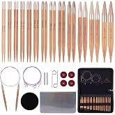 Weabetfu Knitting Needles Set with Bamboo Circular Knitting Needle 13 Pair Interchangeable Knitting Needles and Cables, Accessories and Case Perfect for Beginner, DIY Crafts
