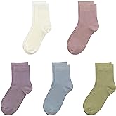 SERISIMPLE Kids Viscose Bamboo School Socks Soft flate Seam Color Anti Odor Thin Breathable Stretch Cuffs Girls Boy 5 Pairs