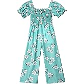 BAVADER Girls Romper 5-14 Years One Piece Girls' Jumpsuits & Rompers Short Sleeve Girls Jumpsuit Floral Smocked Girls Clothes