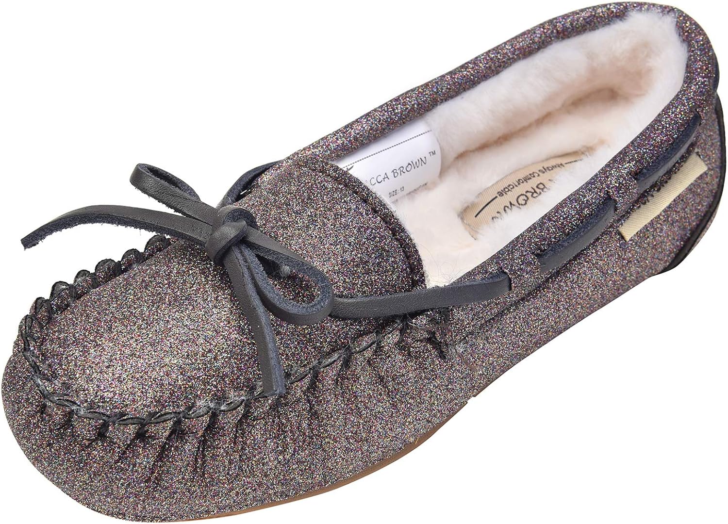 glitter moccasin slippers