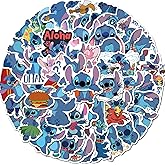 50Pcs Stitch Sticker for Kids, Cute Cartoon Waterproof Vinyl Decal for Teen Girl Water Bottle Skateboard Notebook Phone Guitar Bike Helmet