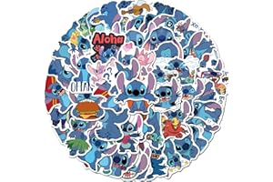 YONGAI 50Pcs Stitch Sticker for Kids, Cute Cartoon Waterproof Vinyl Decal for Teen Girl Water Bottle Skateboard Notebook Phone Guitar Bike Helmet